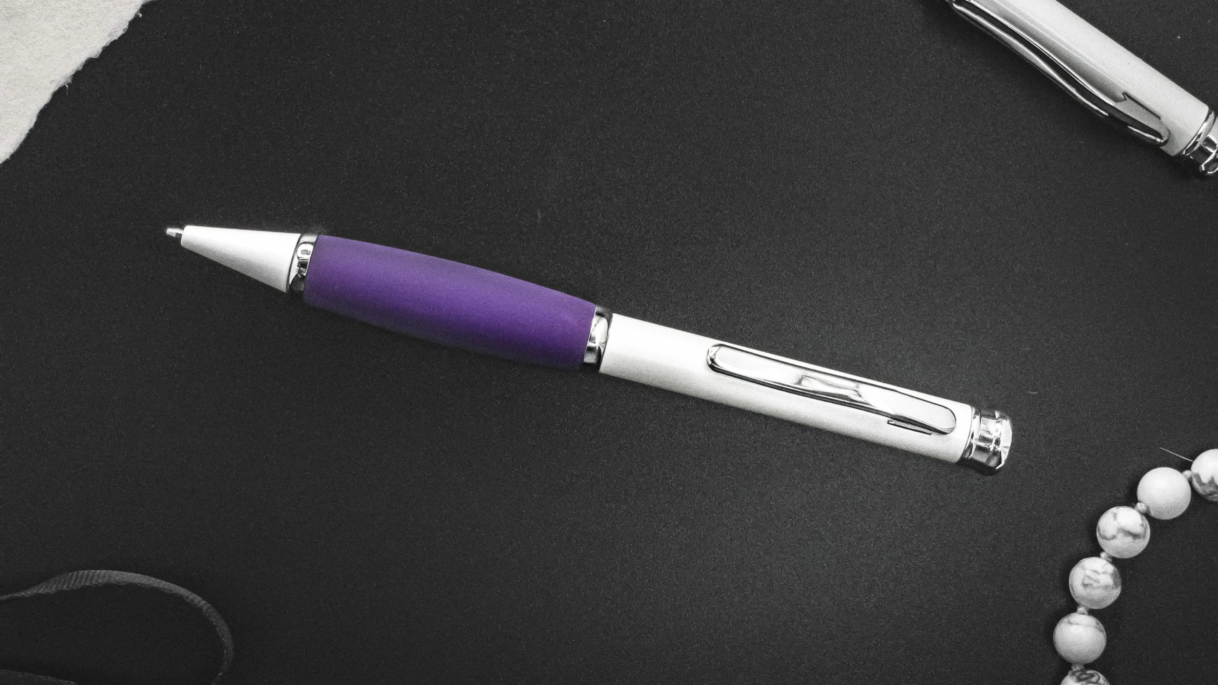 Pen Savings Executive Metal Ballpoint Pen, Pearl White & Purple 4 Pen Savings Executive Metal Ballpoint Pen, Pearl White & Purple - Image 2