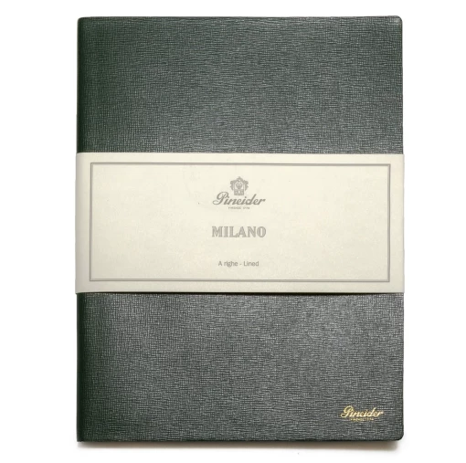 Pineider Notes Milano Leather Notebook, Green, Lined Ivory Paper