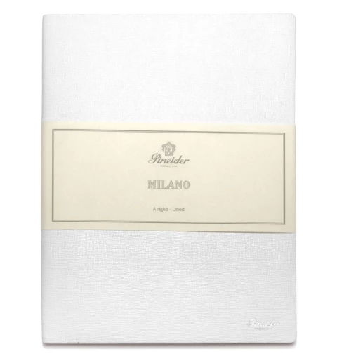 Pineider Notes Milano Leather Notebook, Pure White, Lined Ivory Paper