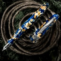 Stipula Limited Edition Etruria Faceted Fountian Pen, Champagne Blue